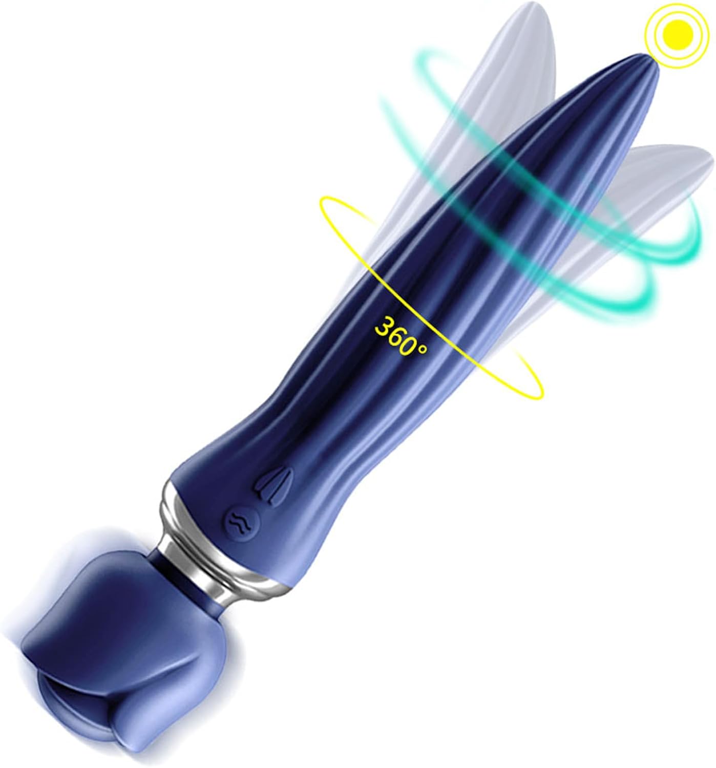 F-48 Rose Swing Vibrator with 360° rotation and warming feature, pink rose-shaped sex toy for intimate pleasure.