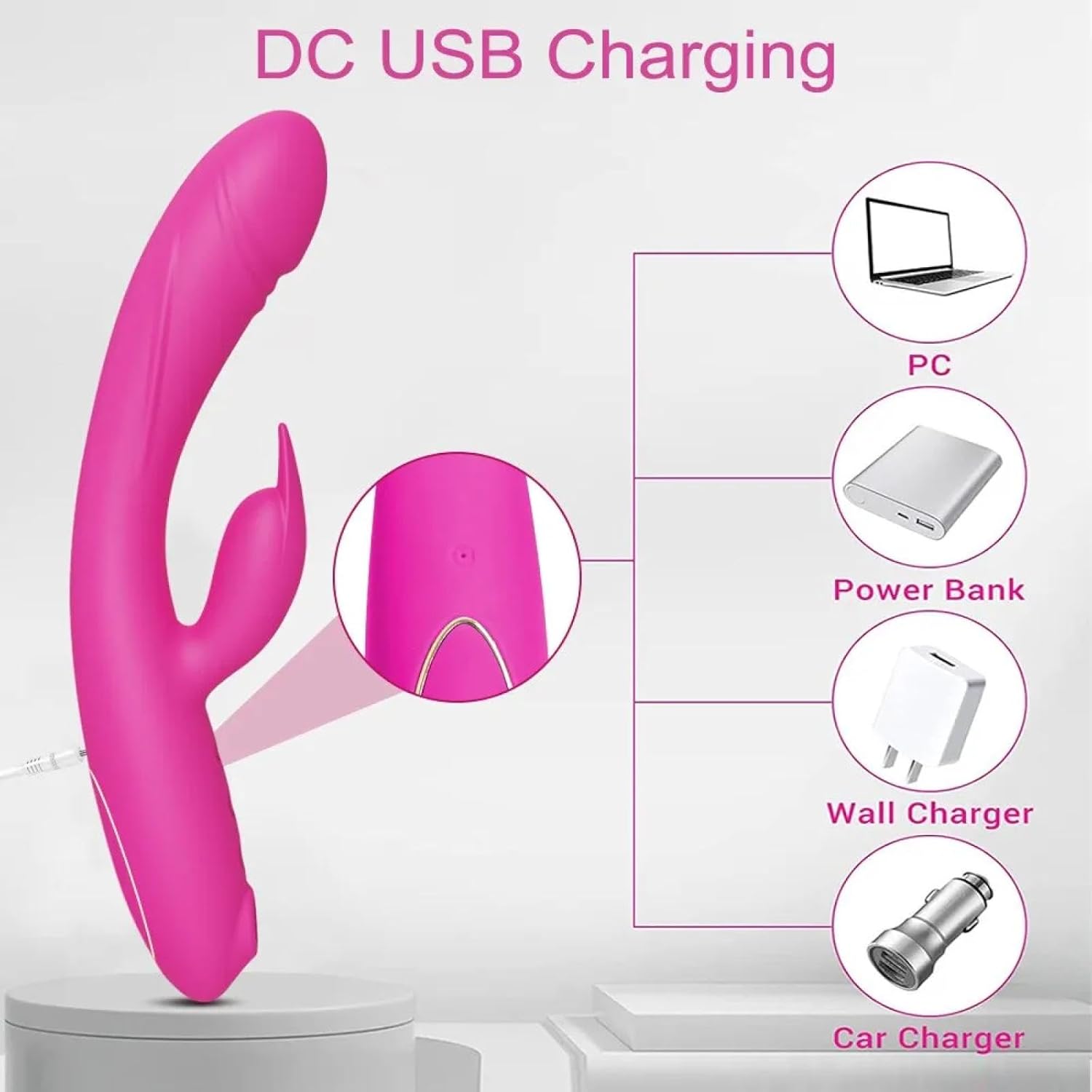 E-46 Doppelter Rabbit-Vibrator with dual stimulators and textured design for enhanced pleasure, shown in close-up view.