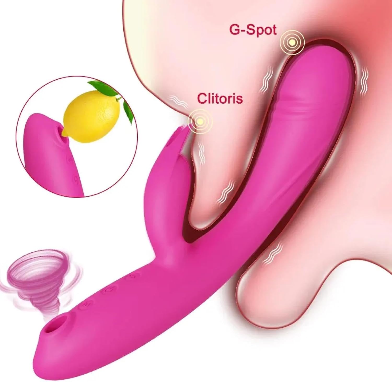 E-46 Doppelter Rabbit-Sturm vibrator with dual rabbit ears, sleek design, and smooth silicone surface for enhanced pleasure.