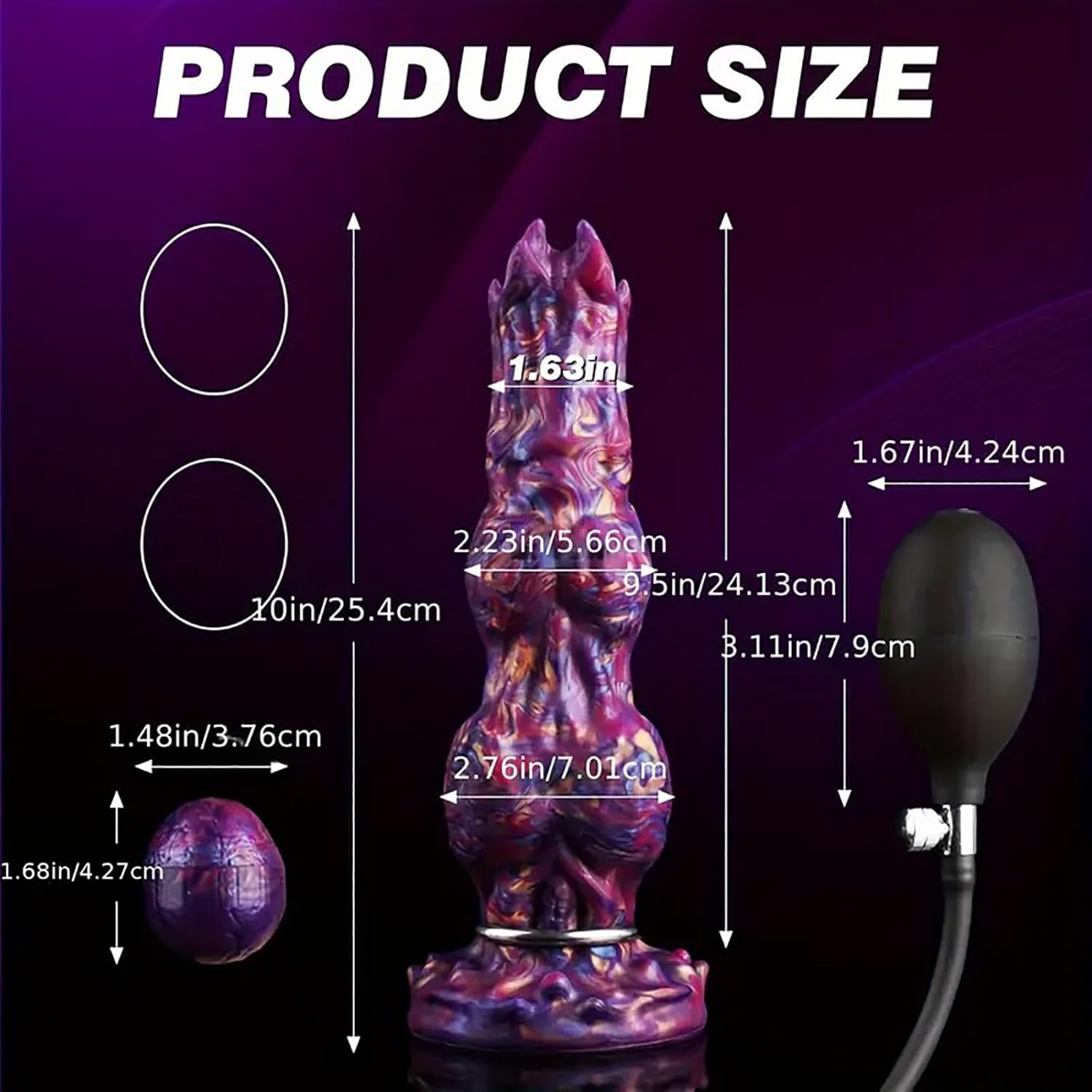 C-23 Monster Ovipositor inflatable dildo in purple with detailed textures and realistic shape for adult pleasure.