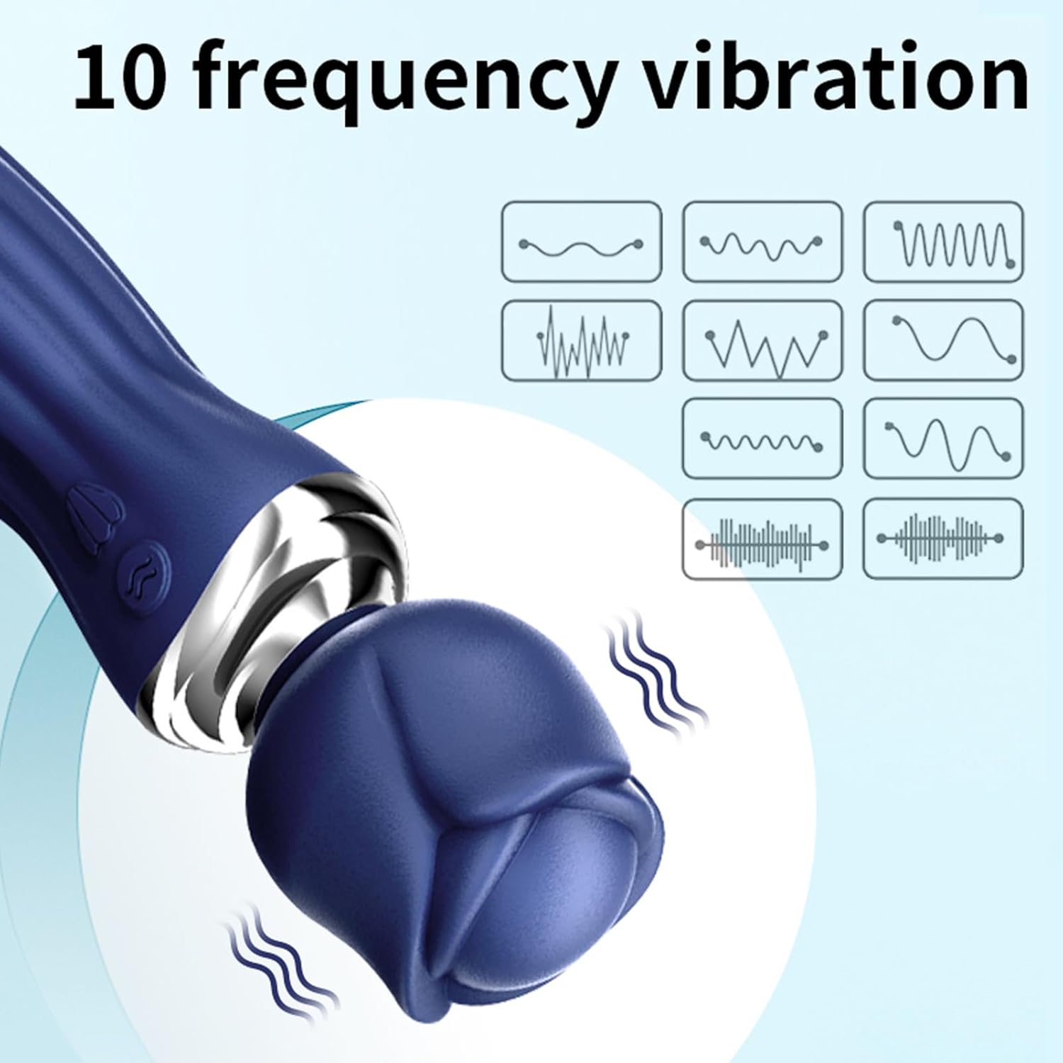 F-48 Rose Swing Vibrator with 360° rotation and warming feature, purple rose-shaped adult pleasure toy on a white background.