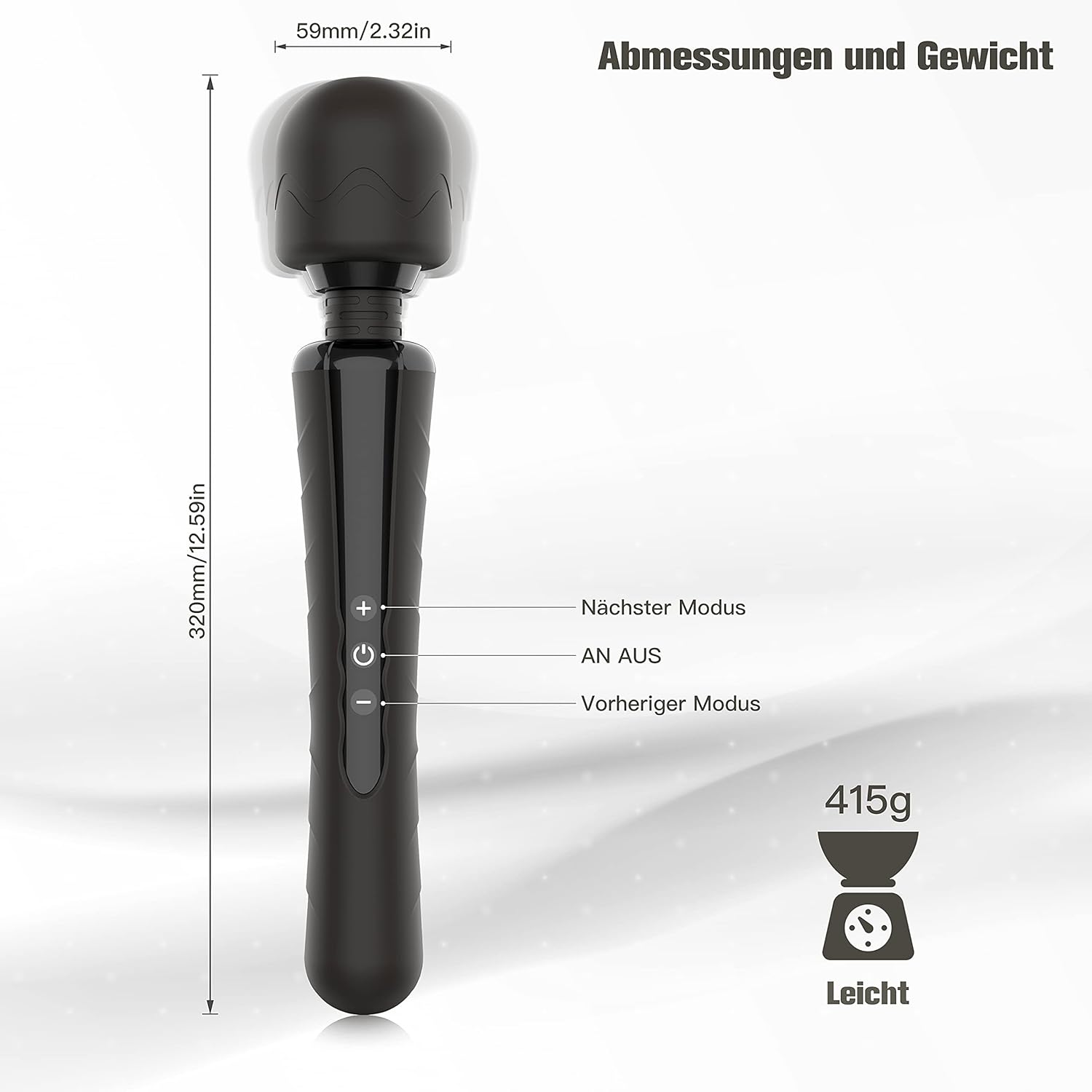 E-49 LuckyBeast Mini Wand Massager with warming feature, compact handheld device for soothing muscle relief.