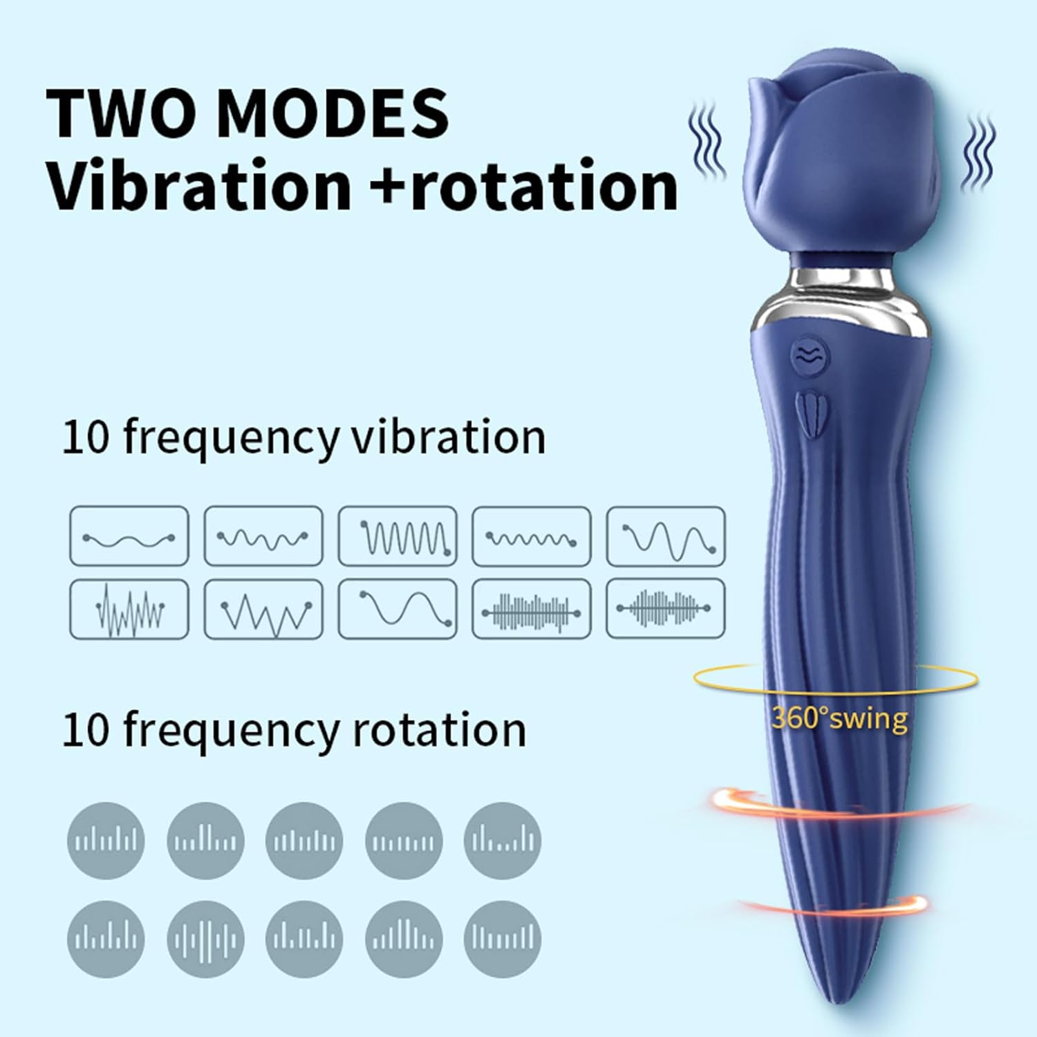 F-48 Rose Swing Vibrator with 360° rotation and warming feature, pink silicone vibrator for adult pleasure.