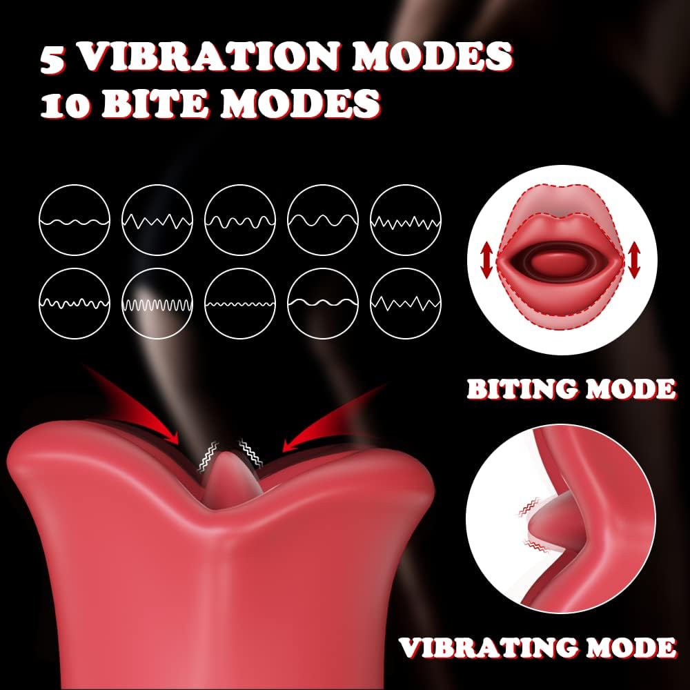 E-25 Red Lip Vibrating Sucker vibrator with oral-simulation design and realistic lip detail for pleasure stimulation.