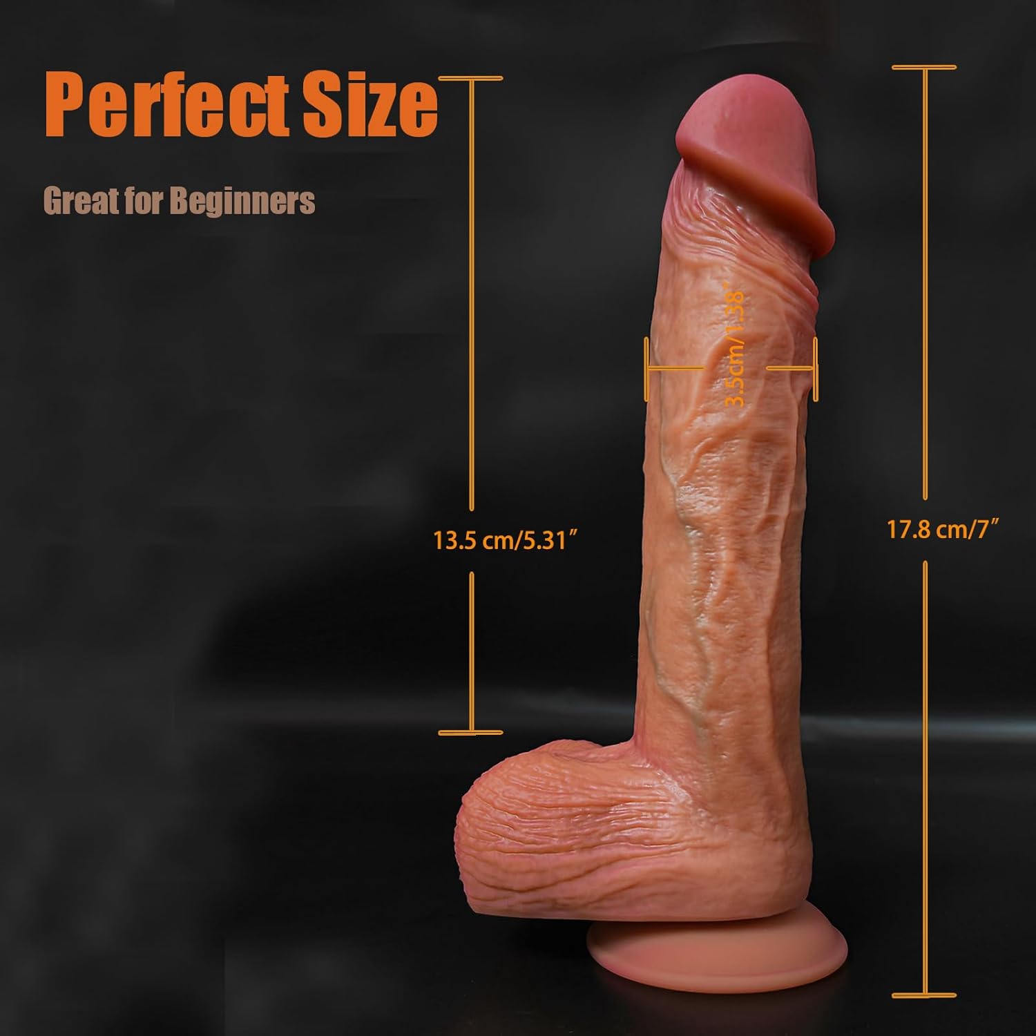 Realistic Dildo with suction cup from D-48, D-46, D-47 brands, featuring lifelike details and flexible design for versatile use.