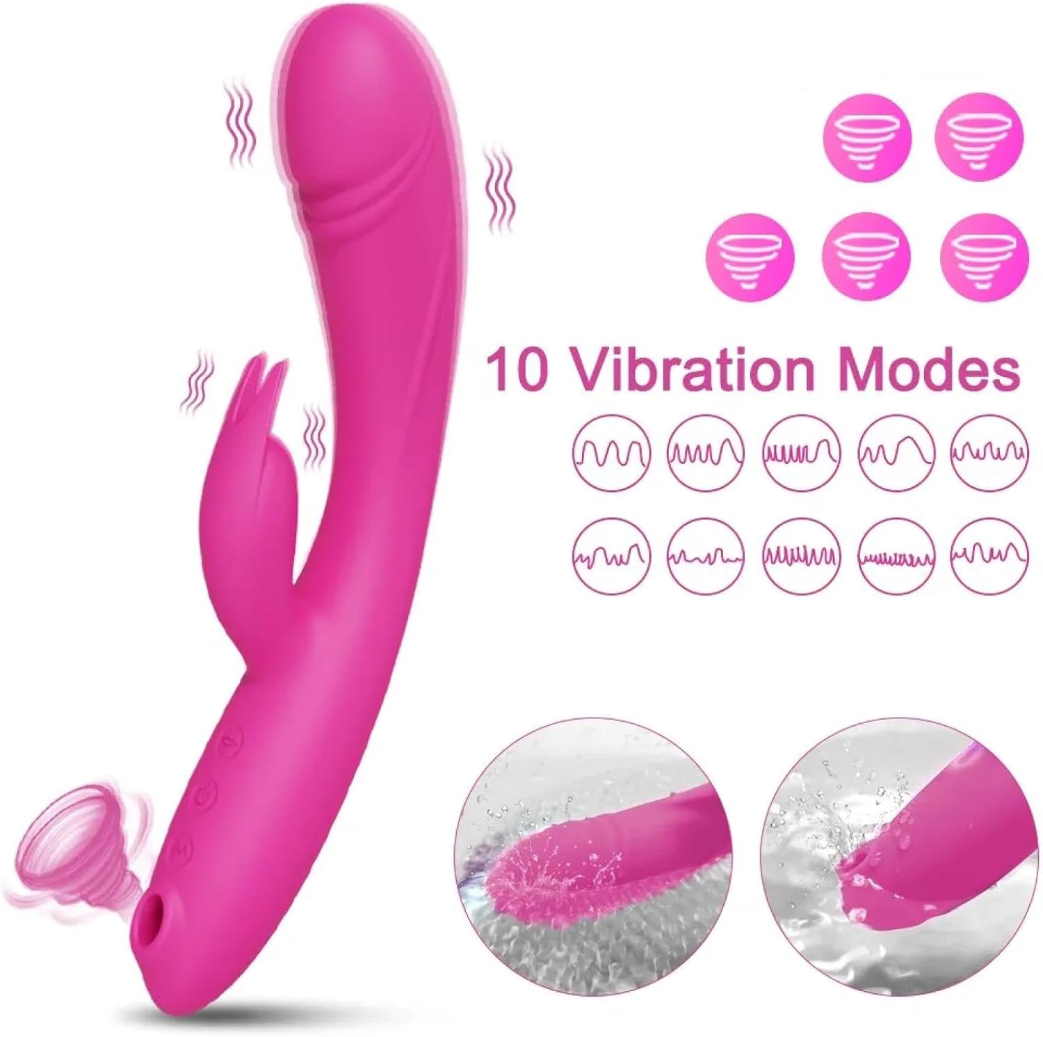 E-46 Doppelter Rabbit-Sturm vibrator with dual stimulation design, featuring realistic rabbit-shaped attachments and textured surface.