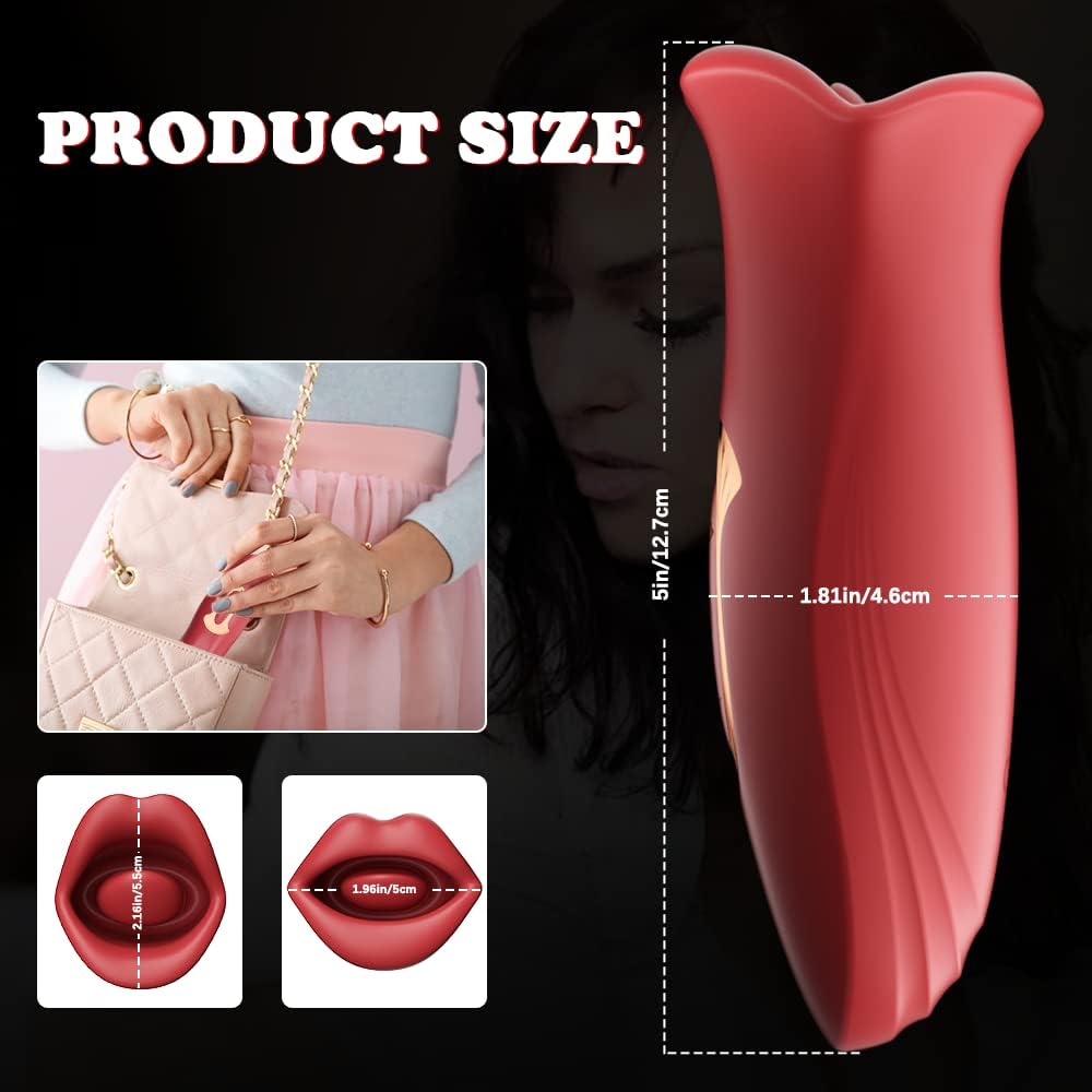 E-25 Red Lip Vibrating Sucker vibrator with oral-simulation design and red lip detail, handheld personal pleasure device.