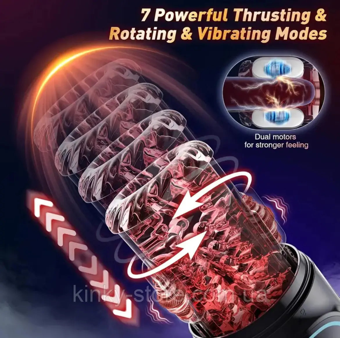 A-34 9 in 1 Hurricane automatic male masturbator with textured silicone exterior and multiple stimulation modes.
