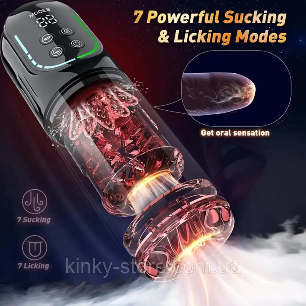 A-34 9-in-1 Hurricane automatic male masturbator with textured interior and sleek design, designed for intense pleasure.