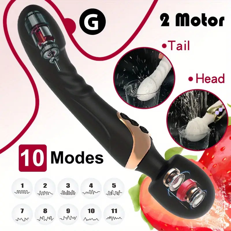 E-35 DualEclipse Wand Vibrator with dual heads and flexible design, shown on a neutral background.