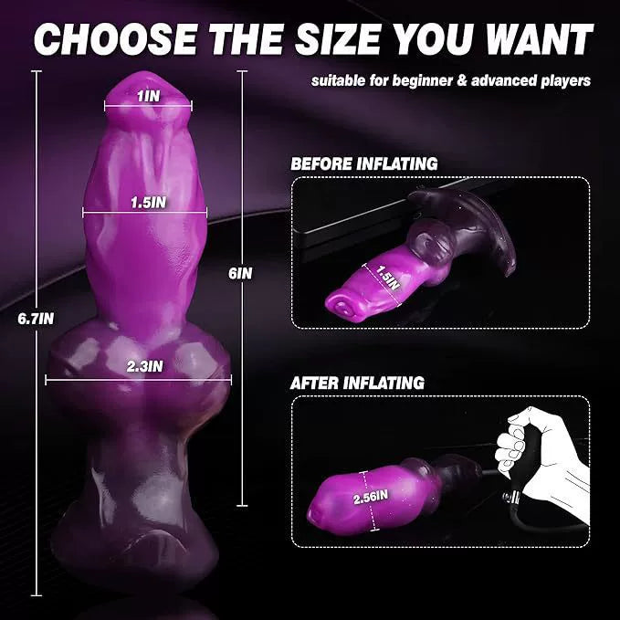 C-21 violet inflatable anal plug called “Violetter Riese” with a smooth, curved shape and inflatable feature for comfortable use.
