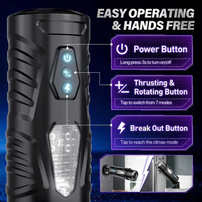 A-31 VortexX Pulse 3D automatic male masturbator with rotation and 8-12Hz thrusts, USB rechargeable, shown on a neutral background.