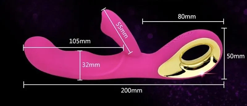 GoldenAngel II dual motor rabbit vibrator by F-35 featuring gold finish, ergonomic design, and dual motors for targeted pleasure.