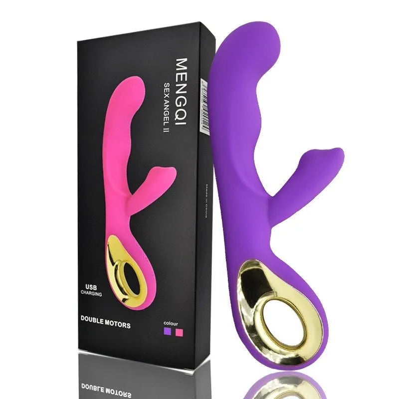 F-35 GoldenAngel II dual motor rabbit vibrator with sleek design and textured surface, shown in close-up view.