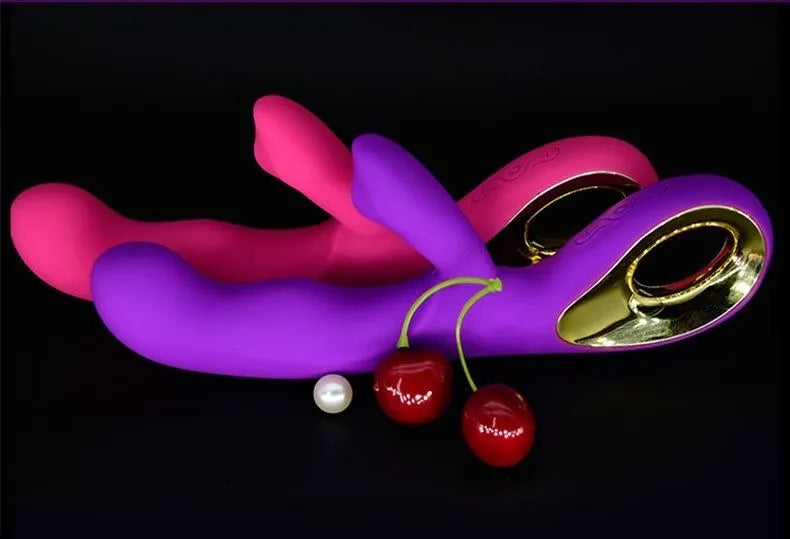 GoldenAngel II dual motor rabbit vibrator by F-35 with sleek design and textured surface for enhanced pleasure.