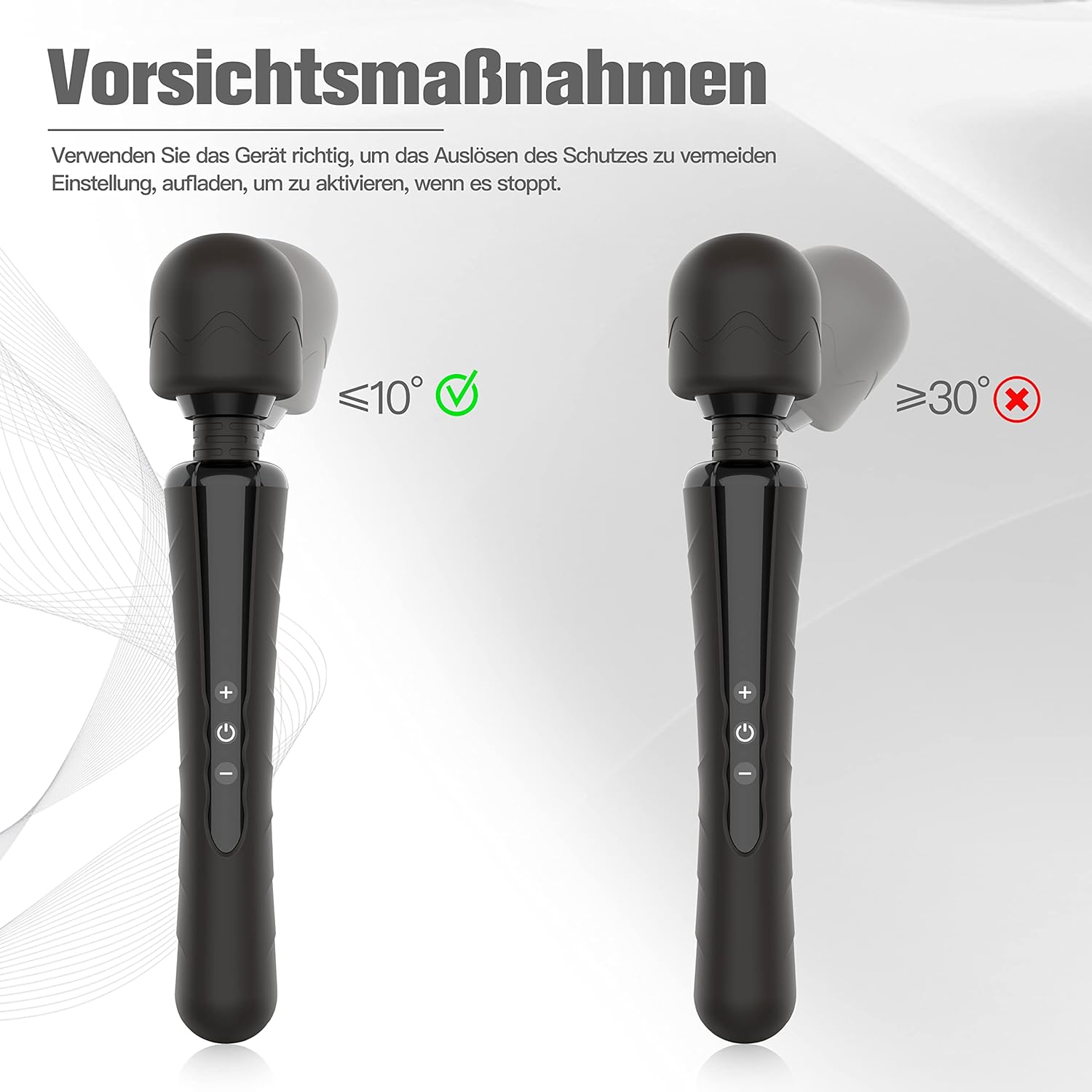 E-49 LuckyBeast Mini Wand Massager with warming feature, compact handheld device for soothing muscle relief, black color