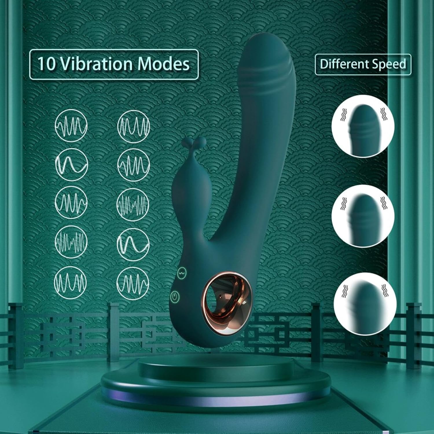 C-33 AntlerKiss Dual Motor Rabbit Vibrator with sleek design, dual motors, and ergonomic shape for enhanced pleasure.