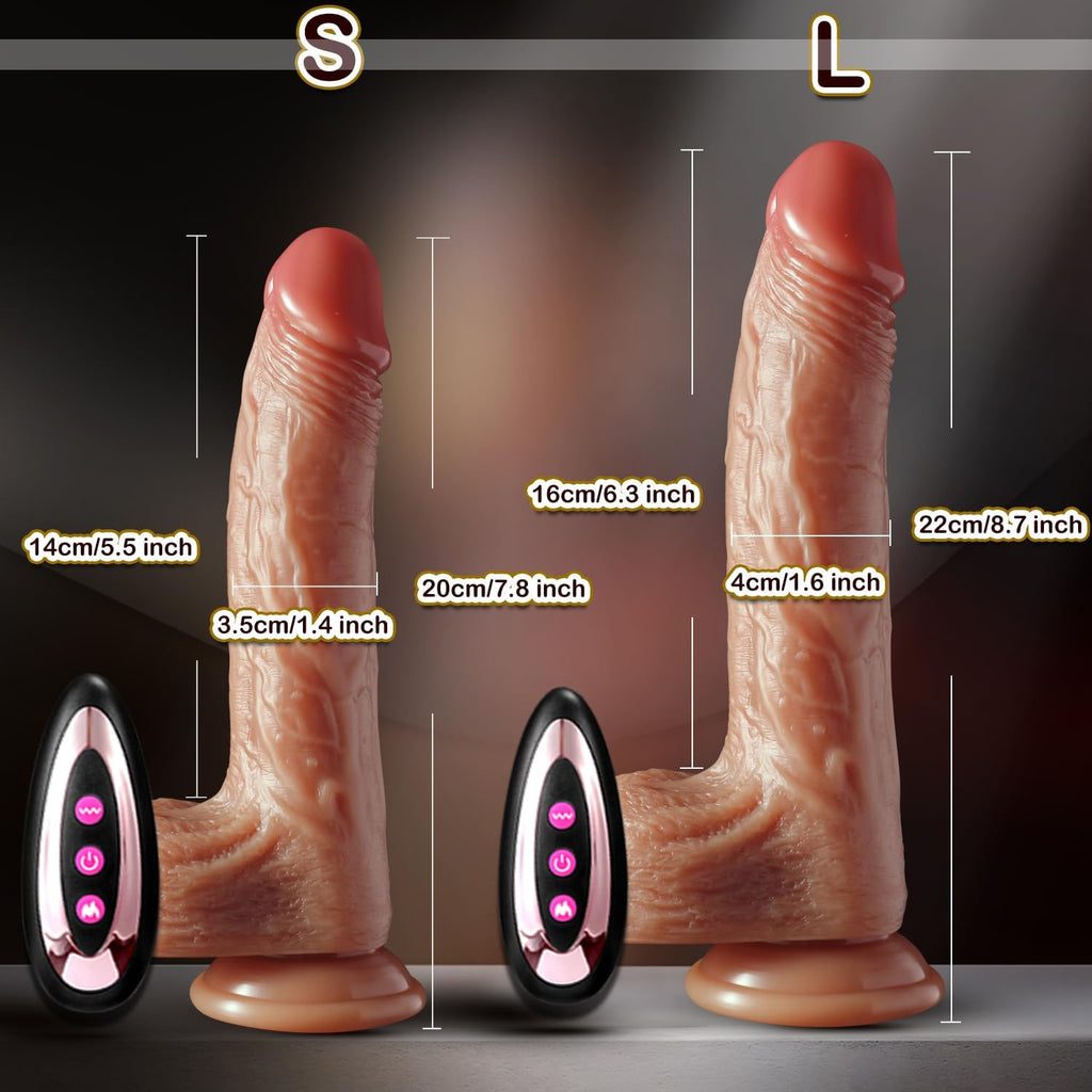 Realistischer C-44 Dildo mit Thrusting und Vibration, pulsierender Penis für intensive Stimulation, detaillierte Textur, ergonomisches Design.
