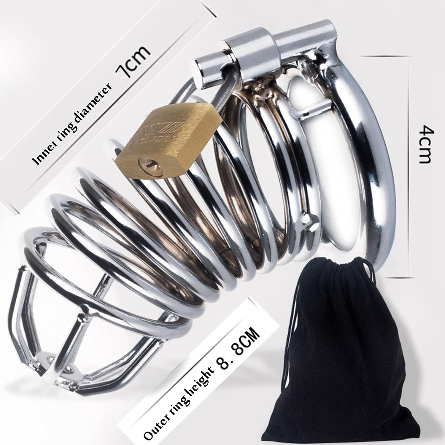 A-53 HelixLock Spiral Chastity Cage, metal male keuschheitskäfig with spiral design for secure wear, on a neutral background.
