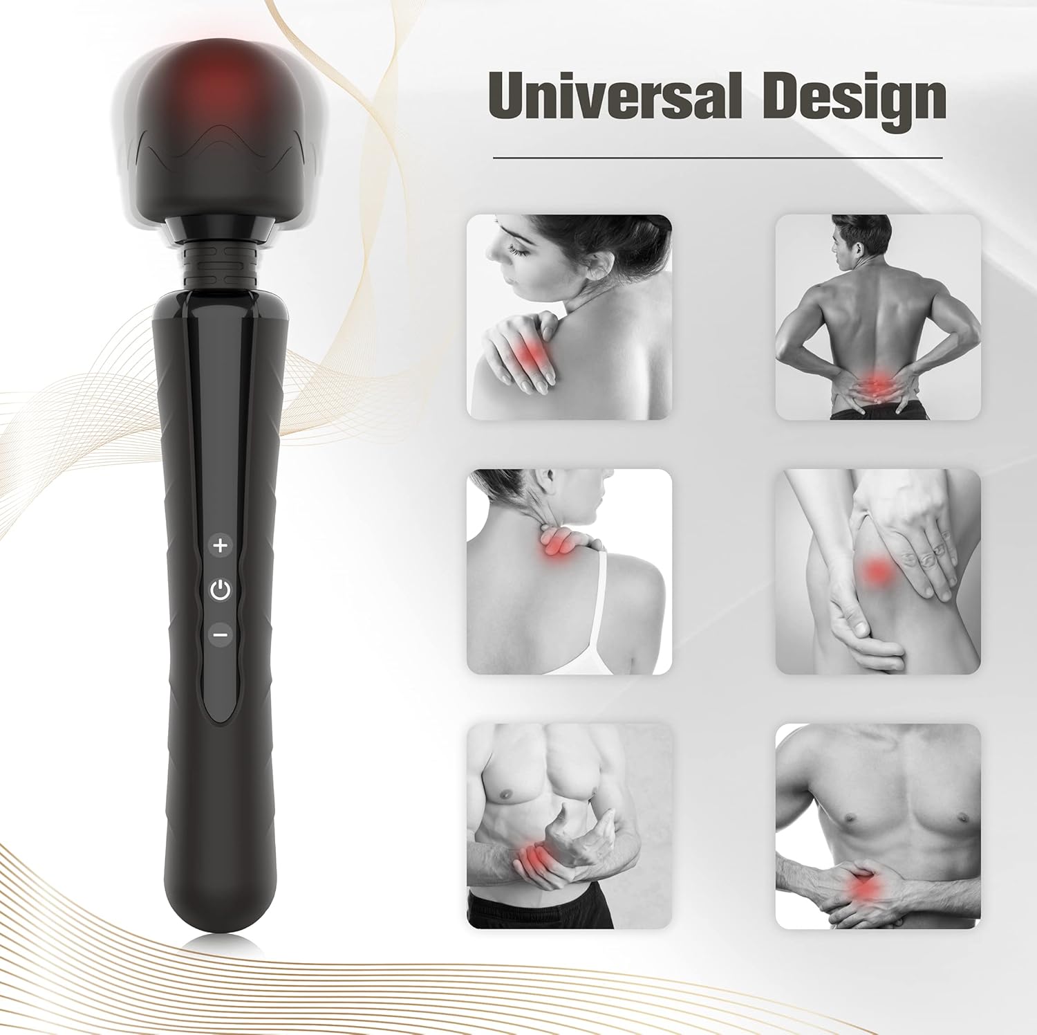 E-49 LuckyBeast Mini Wand Massager with warming feature, compact handheld device for soothing muscle relief and relaxation.