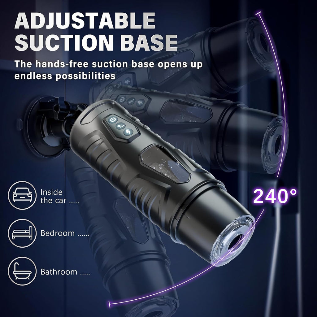 A-31 VortexX Pulse 3D male masturbator with rotation and 8-12Hz stroking, USB rechargeable, compact and discreet design.