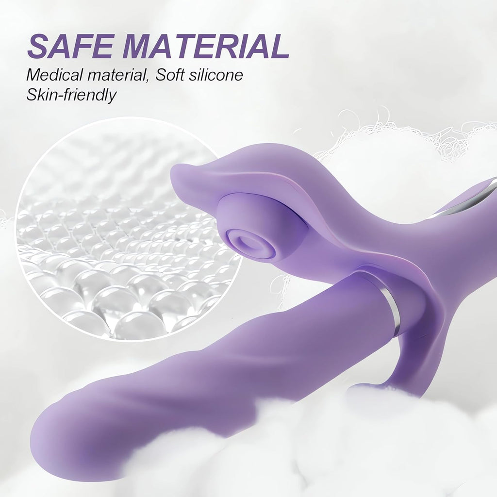 D-34 Dolphin Slap & Suck Vibrator with sleek design, showcasing the dolphin-shaped body and textured surface for pleasure.