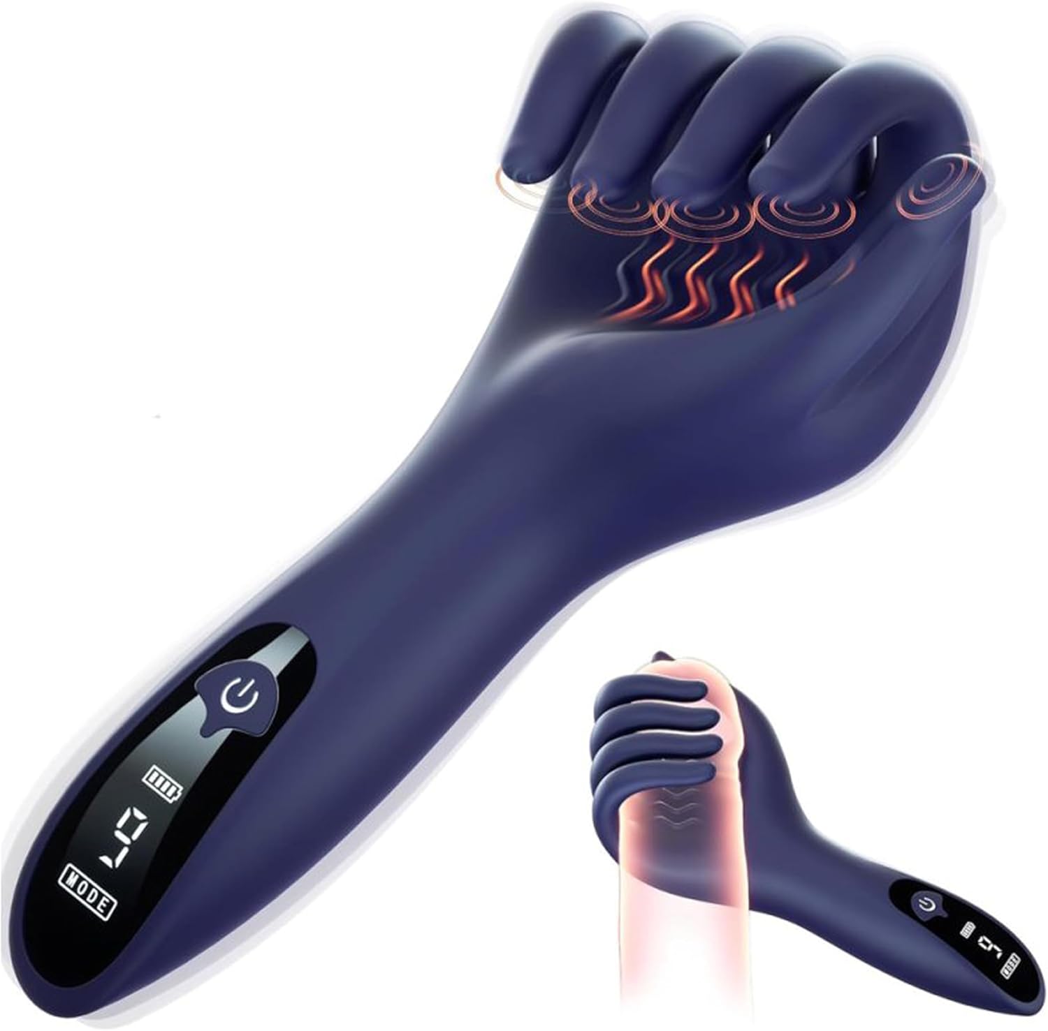D-44 Hand of Lust vibrator, compact black personal massager with ergonomic design and textured surface for intimate pleasure.