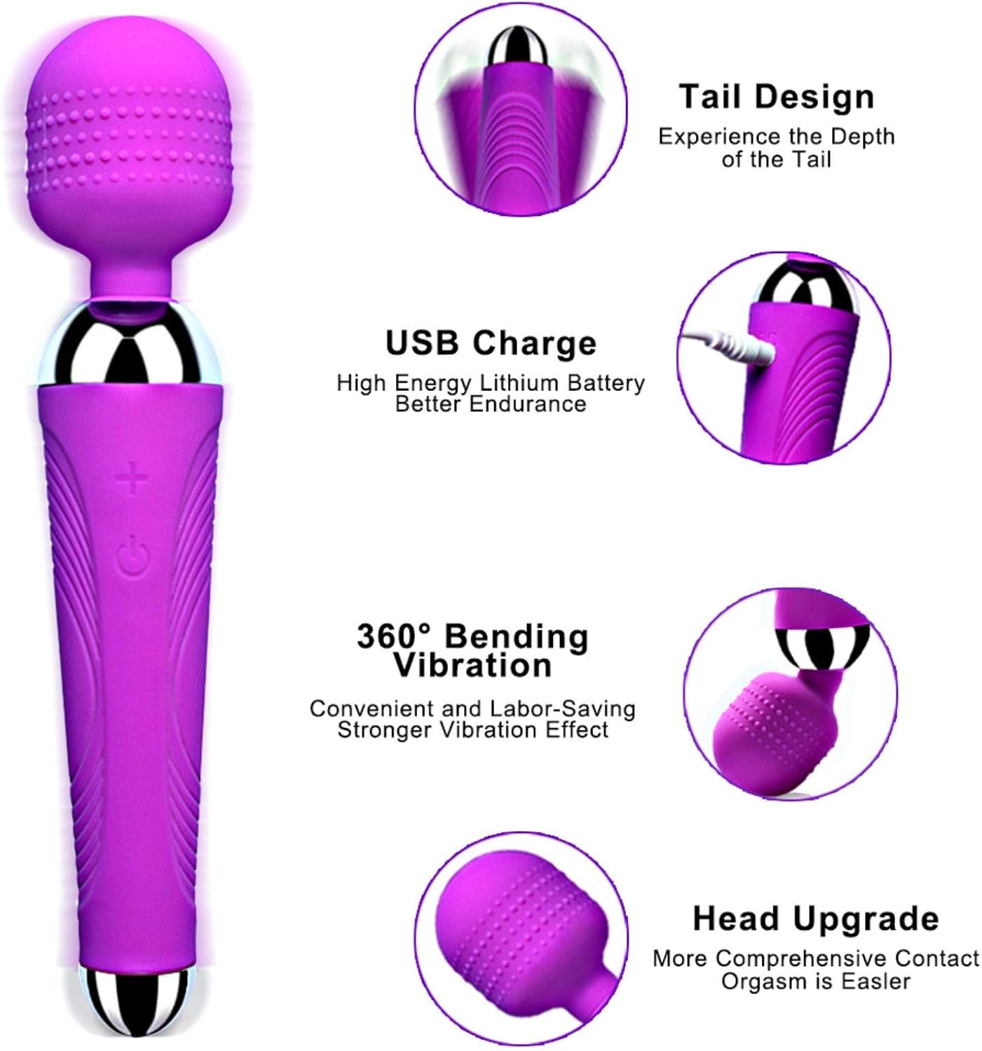 C-24 Mini Wand Massager, compact personal vibrator with smooth surface and ergonomic design for targeted massage.