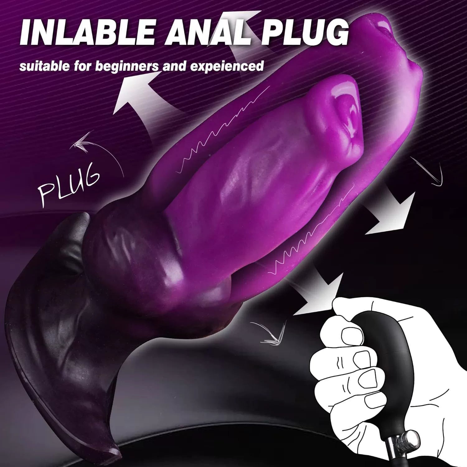C-21 Violetter Riese inflatable anal plug with purple color and bulbous shape, designed for easy insertion and inflation.