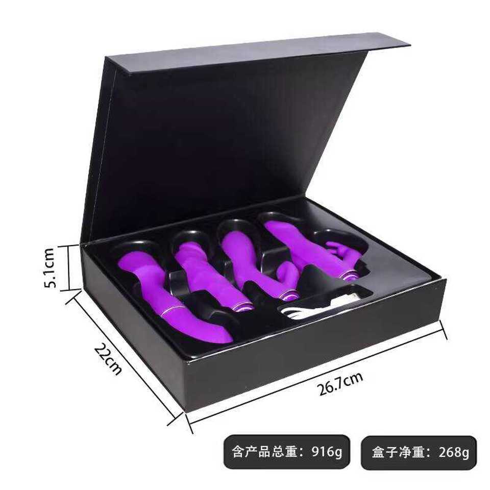 D-22 LIYA Velvet Pulse 4-in-1 vibrator set with medical silicone, 10 vibration modes, USB rechargeable, waterproof, in gift box