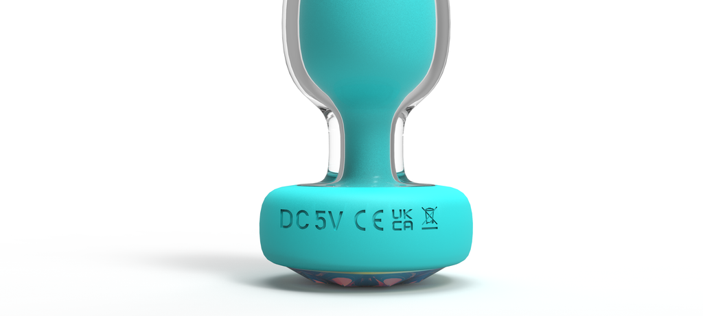 Turkis Ekstase Aqua Pulse remote-controlled anal plug by E-43, featuring vibrant turquoise color and smooth silicone texture.