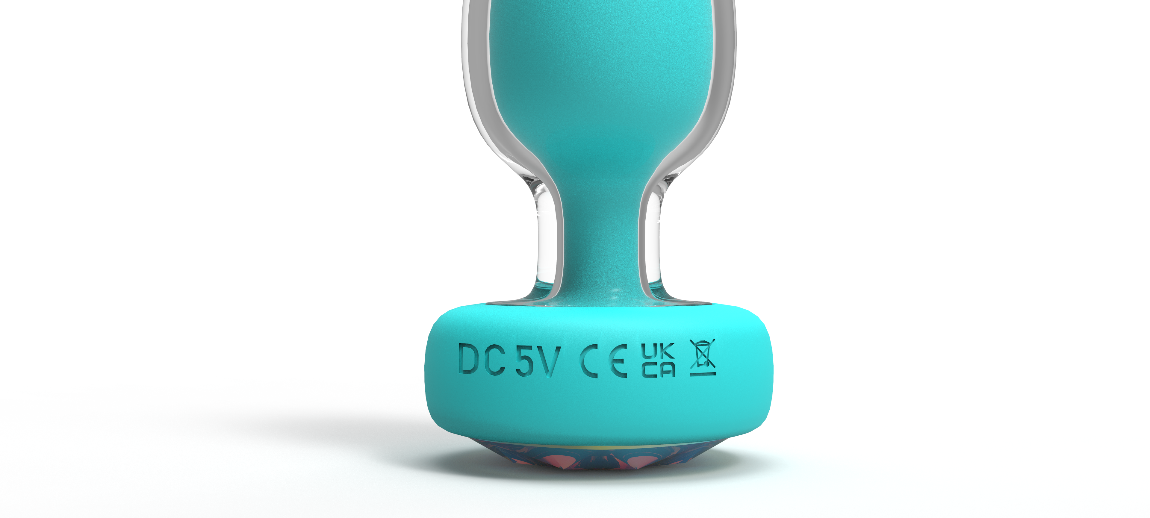Turkis Ekstase Aqua Pulse remote-controlled anal plug by E-43, featuring vibrant turquoise color and smooth silicone texture.