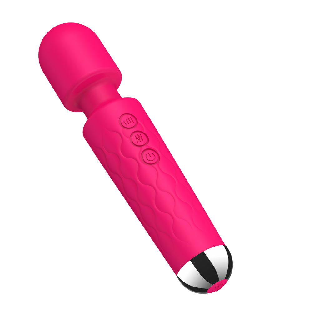E-410 PulseHarmony Wand Vibrator in purple, showing smooth ergonomic design and textured surface for targeted stimulation.