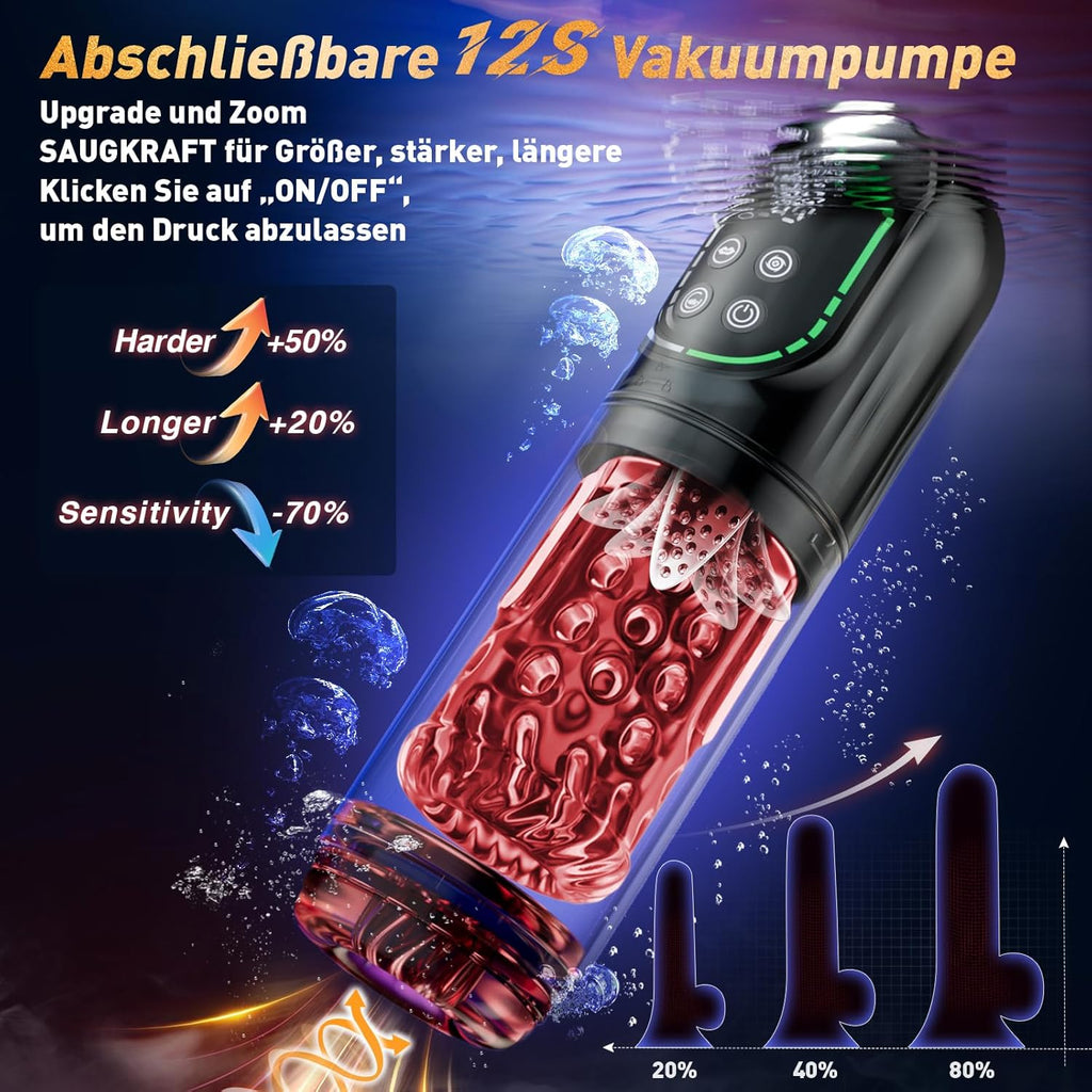 A-34 9 in 1 Hurrikan automatic masturbator with textured sleeve and sleek design for intimate pleasure.