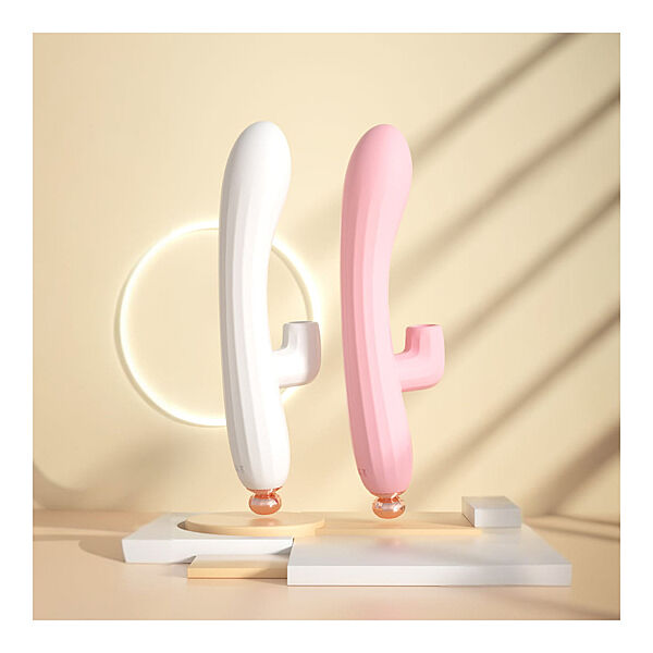 VelvetBloom D-41 adjustable air-pulse rabbit vibrator, showing its sleek velvet exterior and dual stimulator design.