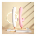 VelvetBloom D-41 adjustable air-pulse rabbit vibrator, showing its sleek velvet exterior and dual stimulator design.