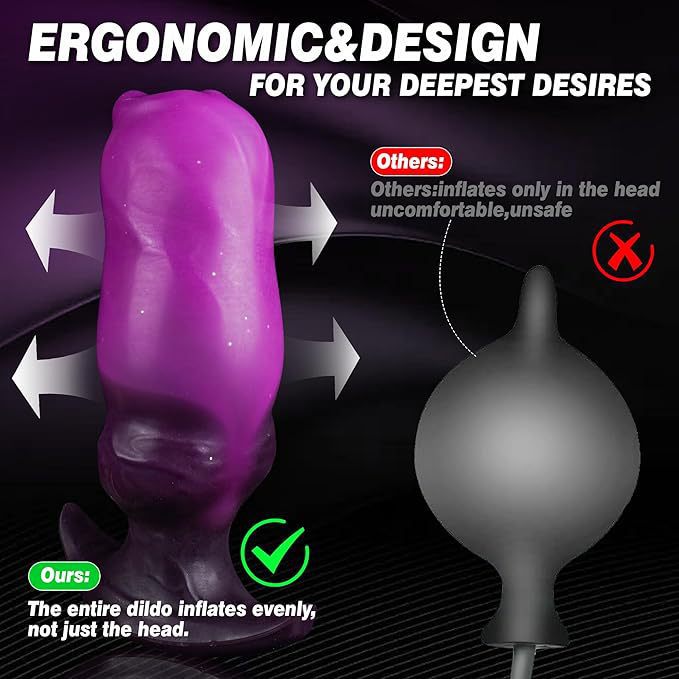 Purple inflatable anal plug from C-21, featuring a smooth, curved design for comfortable use and adjustable inflation.