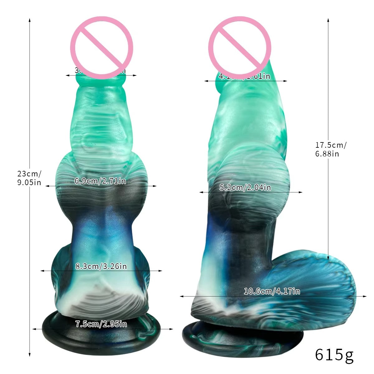B-31 inflatable fantasy dildo "Turquoise Dragon" featuring detailed dragon design and vibrant turquoise color.
