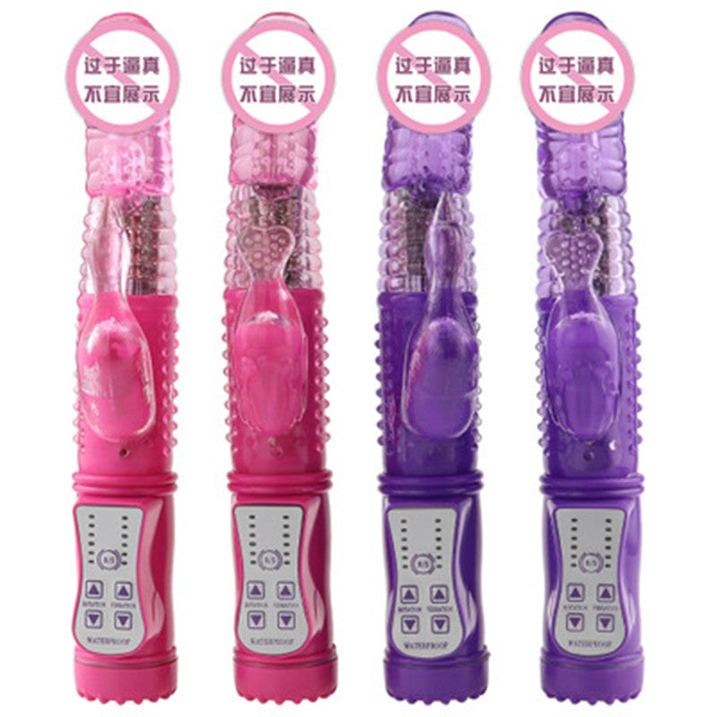 F-36 CrystalPearl rotating thrusting rabbit vibrator with sleek design and adjustable settings, shown in a close-up image.
