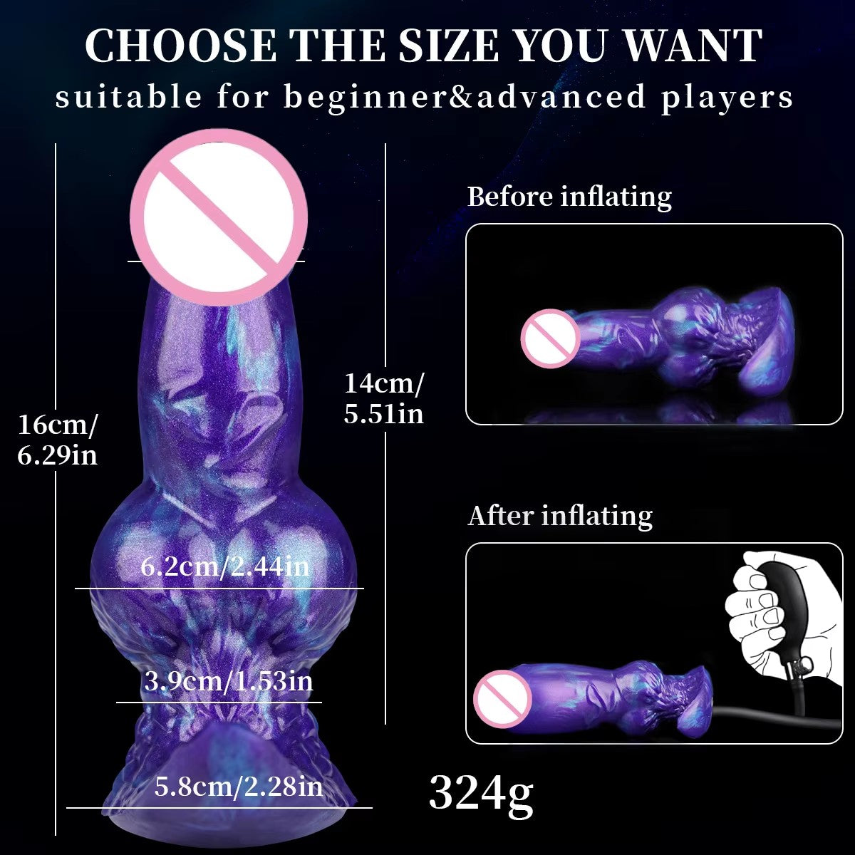 Inflatable fantasy dildo "Galaktisches Violett" by C-45, featuring vibrant violet color and detailed design for imaginative pleasure.