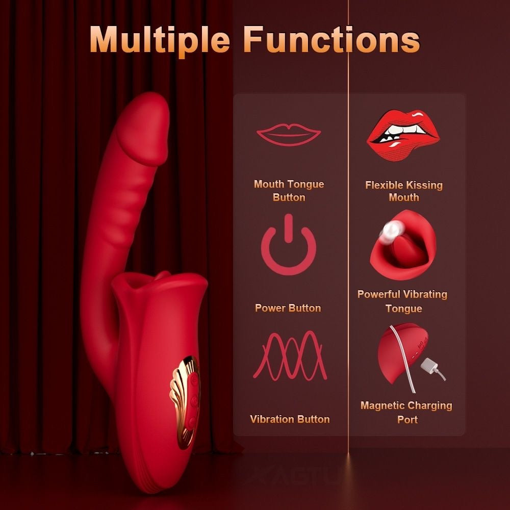 Crimson Bite Thruster by F-34 showing a sleek, red gaming controller with ergonomic design and textured grips.