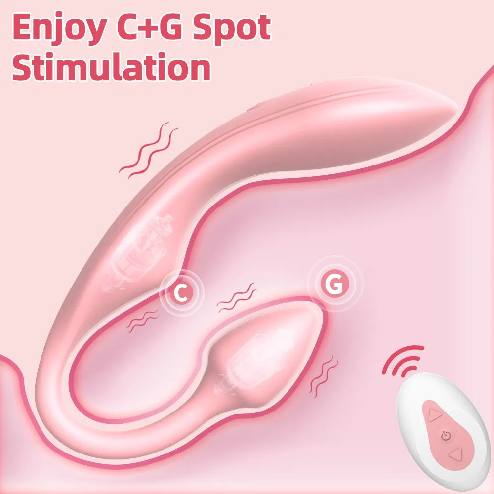 C-31 LunaFlex U-Vibrator with double stimulation and clitoral vibrator, featuring sleek design and multiple vibration modes.