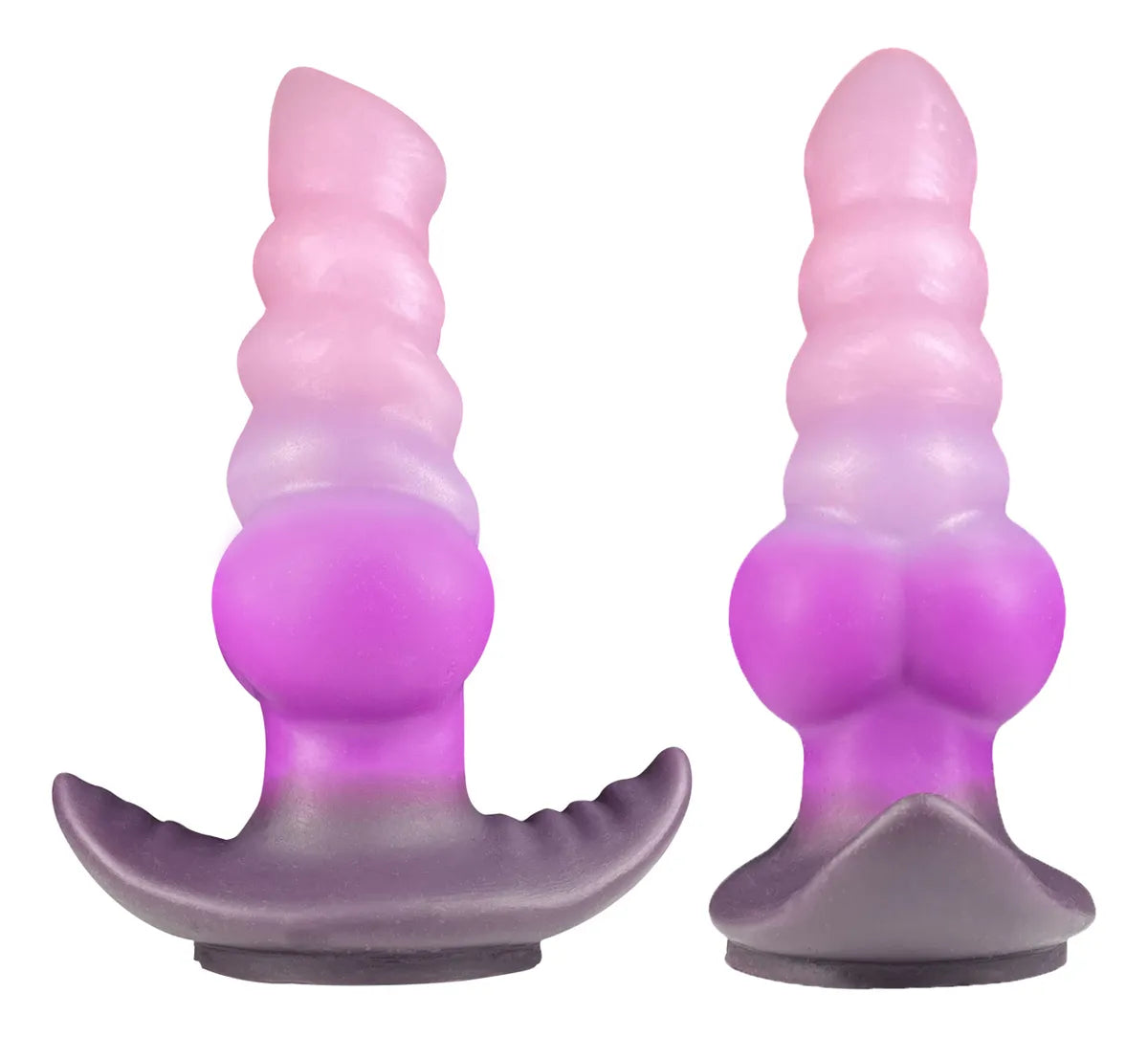 Flexible C-36 Demon anal plug with relief design and suction cup base, ideal for comfortable and secure use.