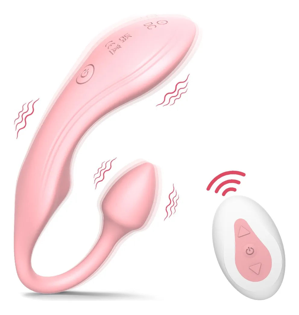 C-31 LunaFlex U-Vibrator with double G-spot and clitoral stimulator, sleek black personal vibrator on a white background.