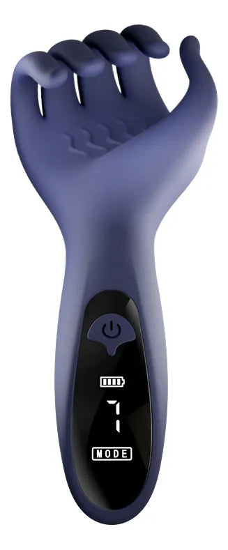 D-44 Hand der Lust vibrator, handheld sex toy with textured surface for intimate pleasure, black color, compact design.
