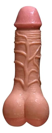 Realistischer Masturbator in Penis-Form mit Kondom von A-47, zeigt detaillierte, naturgetreue männliche Penis-Form auf weißem Hintergrund.