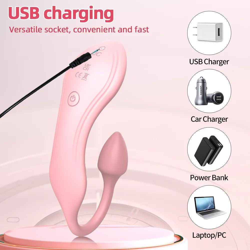 C-31 LunaFlex U-Vibrator with dual stimulation design, featuring textured surface and ergonomic handle for clitoral and G-spot pleasure.