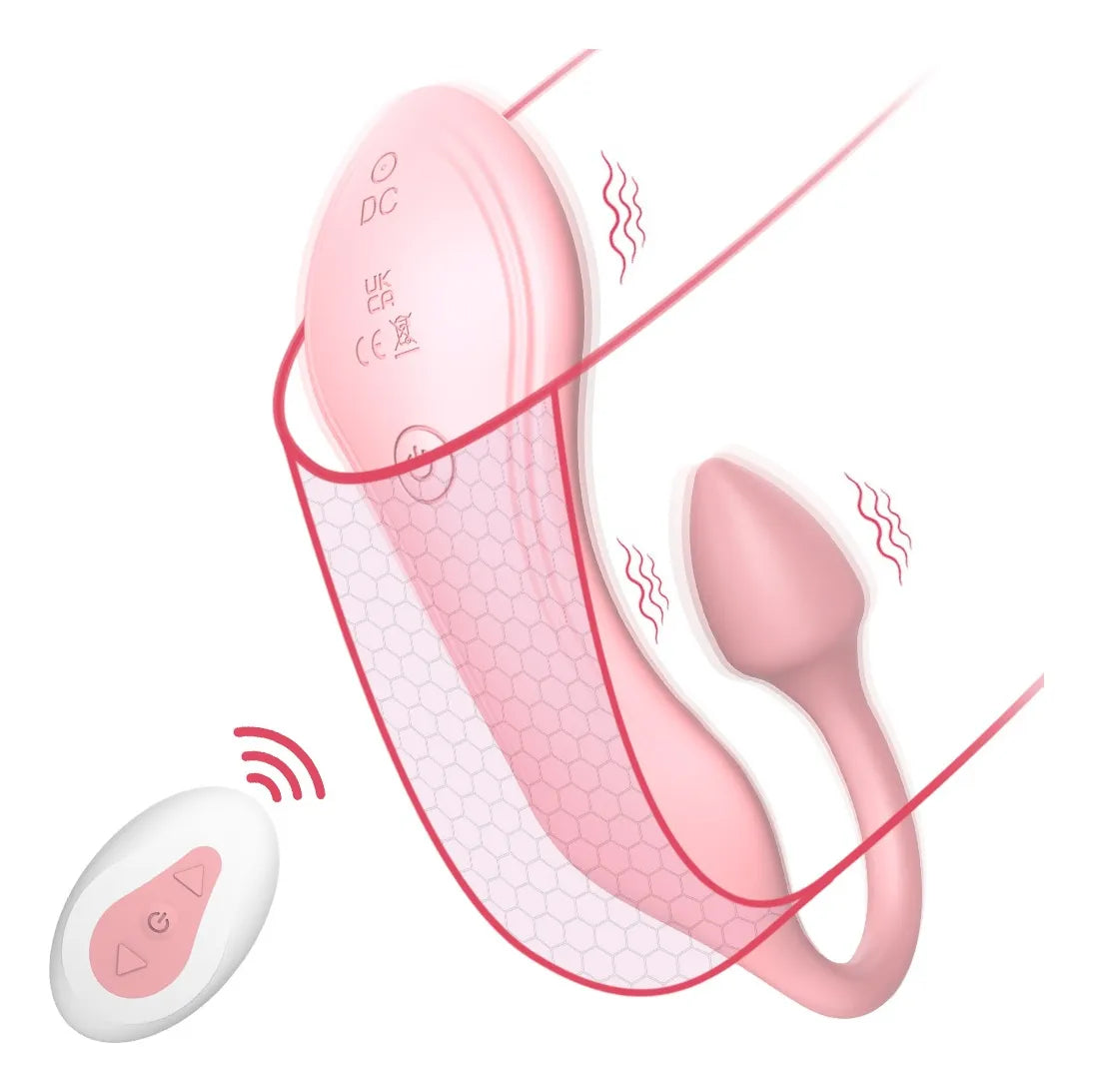 C-31 LunaFlex U-Vibrator, double clitoral and G-spot stimulator with flexible design, seen in close-up image.