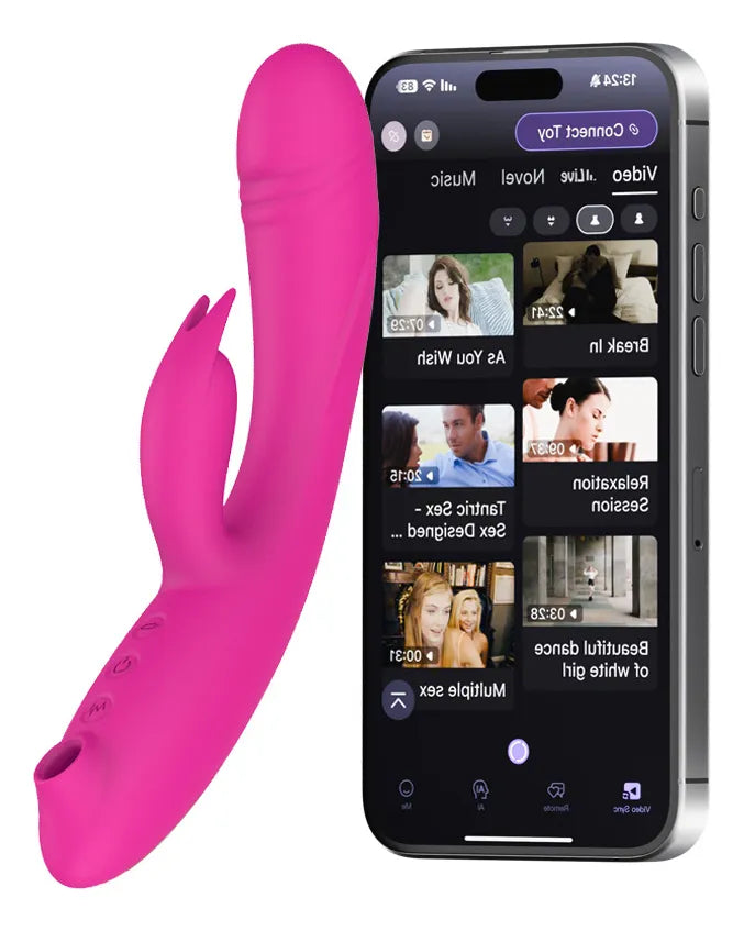 E-46 Doppelter Rabbit-Sturm vibrator featuring dual vibrating rabbit ears and sleek pink design for enhanced pleasure.