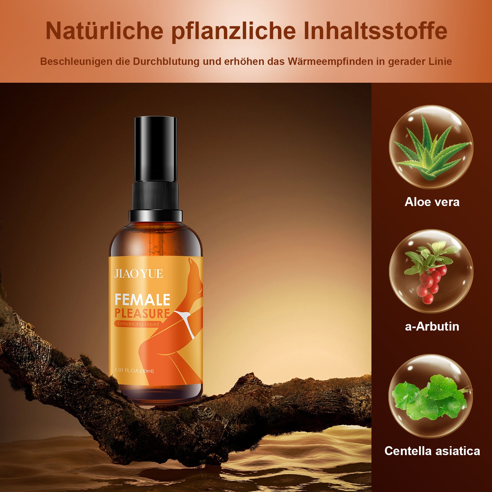 Veloura Drop Female Pleasure Enhancer gel bottle from Erotic Zauber, 30ml, with sleek packaging and label visible.